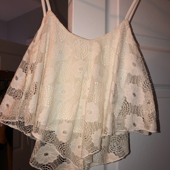 White cropped lace tank top - Picture 2 of 2